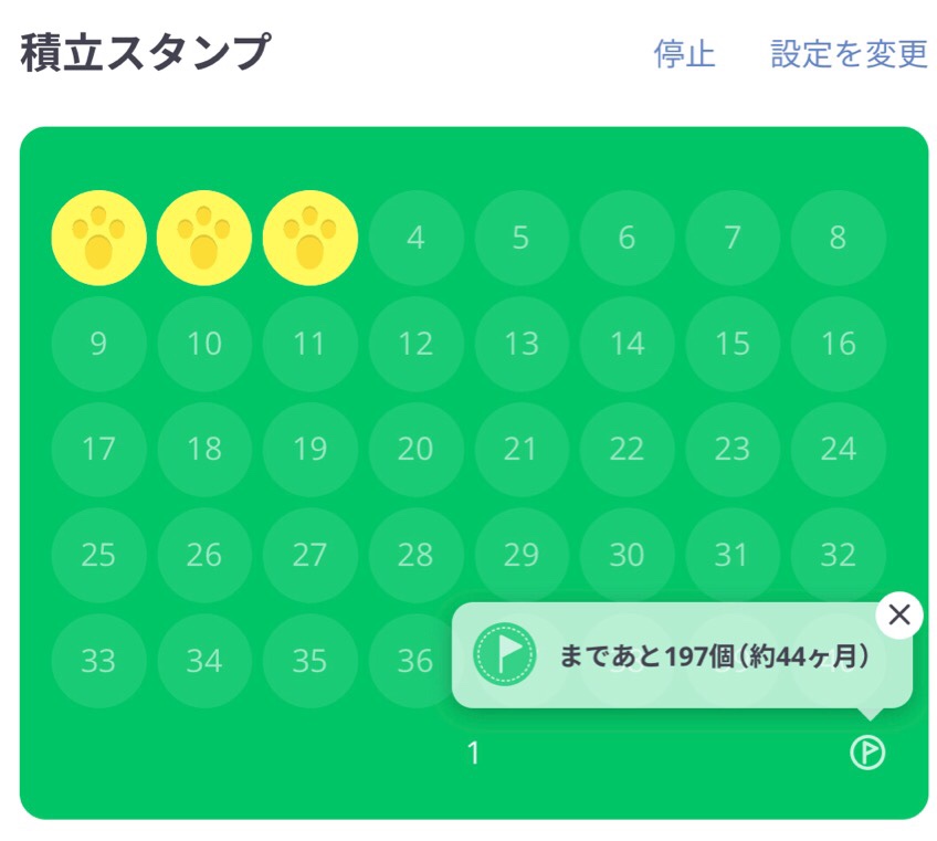 LINEスマート投資(ワンコイン投資)積み立てスタンプ